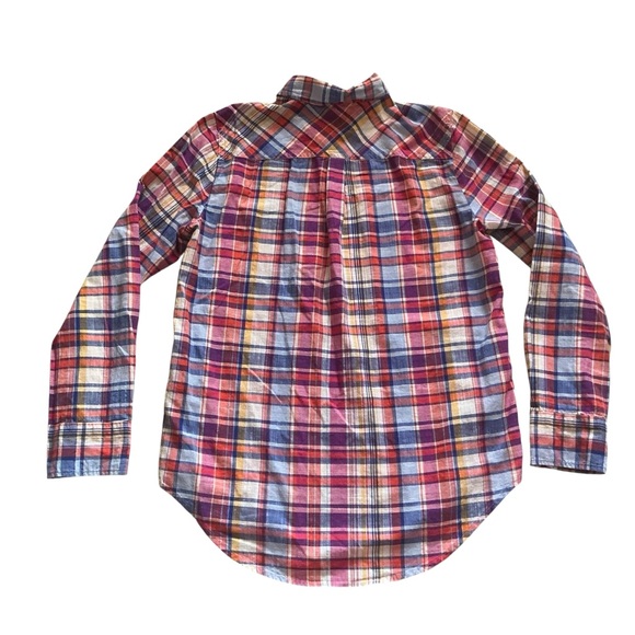 J crew shirt women XS boy fit orange plaid academia relaxed beach lightweight - Picture 2 of 4